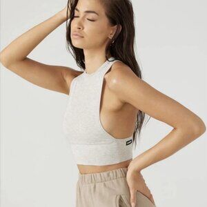Joah Brown Longline Tank Gray XS/S Ribbed High Neck Racerback Stretch Top Lounge